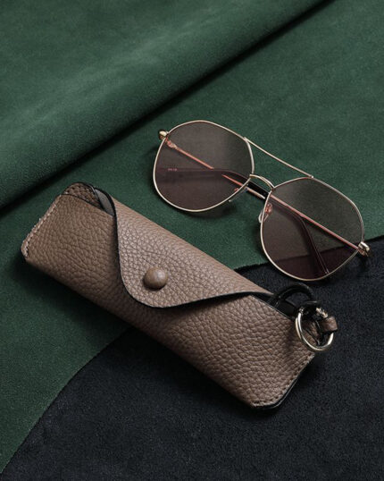 PU leather Sunglasses Case - Khaki - [4601]
