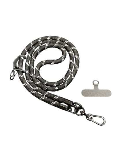 Shoulder Phone Strap - Black White Stripes - [4597]